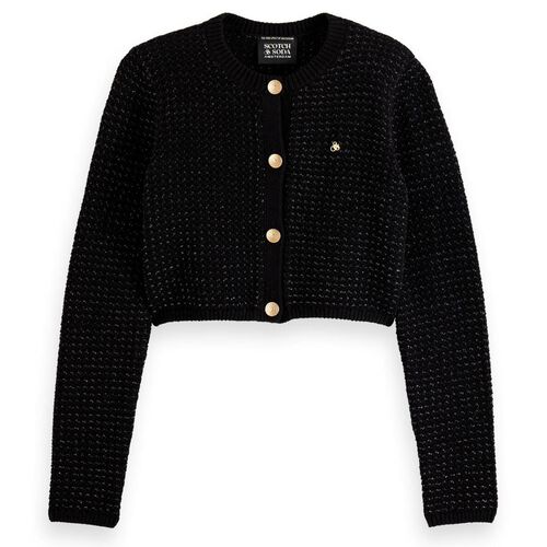Scotch & Soda Metallic Tweed Stitch Cropped Cardigan